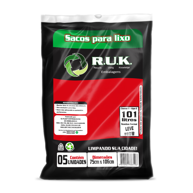 Saco de Lixo (Preto) - 101L