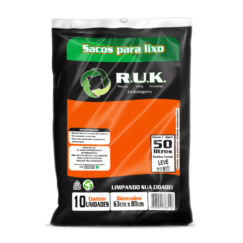 Saco de Lixo (Preto) - 50L