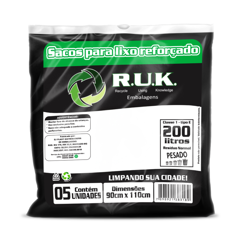 Saco de Lixo (Preto) - 200L