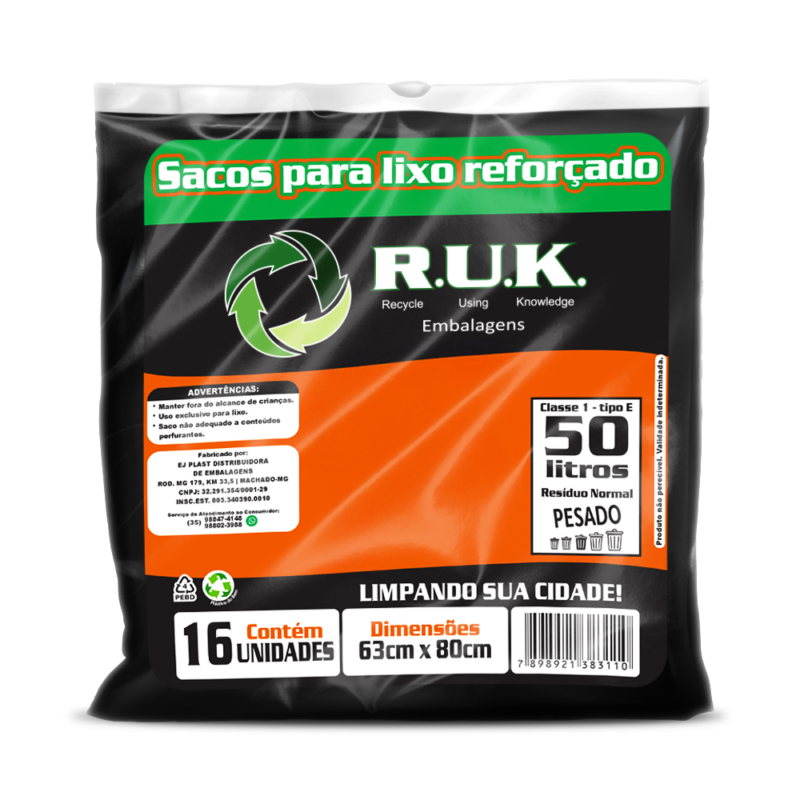 Saco de Lixo (Preto) - 50L
