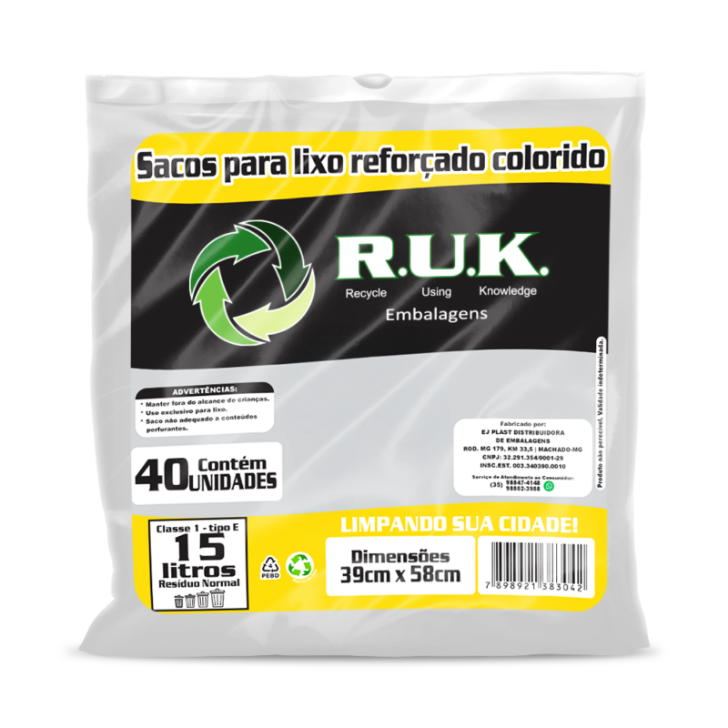 Saco de Lixo (Branco/Azul) - 15L