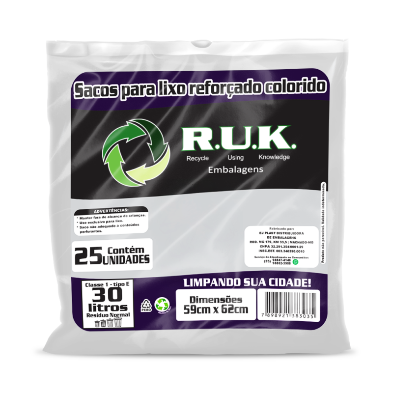 Saco de Lixo (Branco/Azul) - 30L