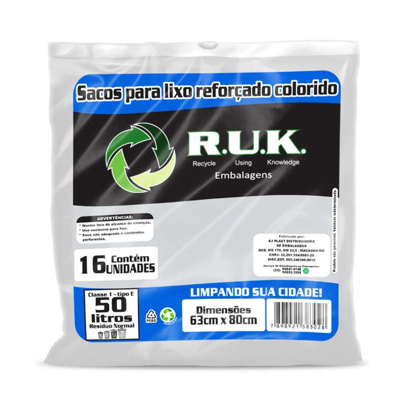 Saco de Lixo (Branco/Azul) - 50L