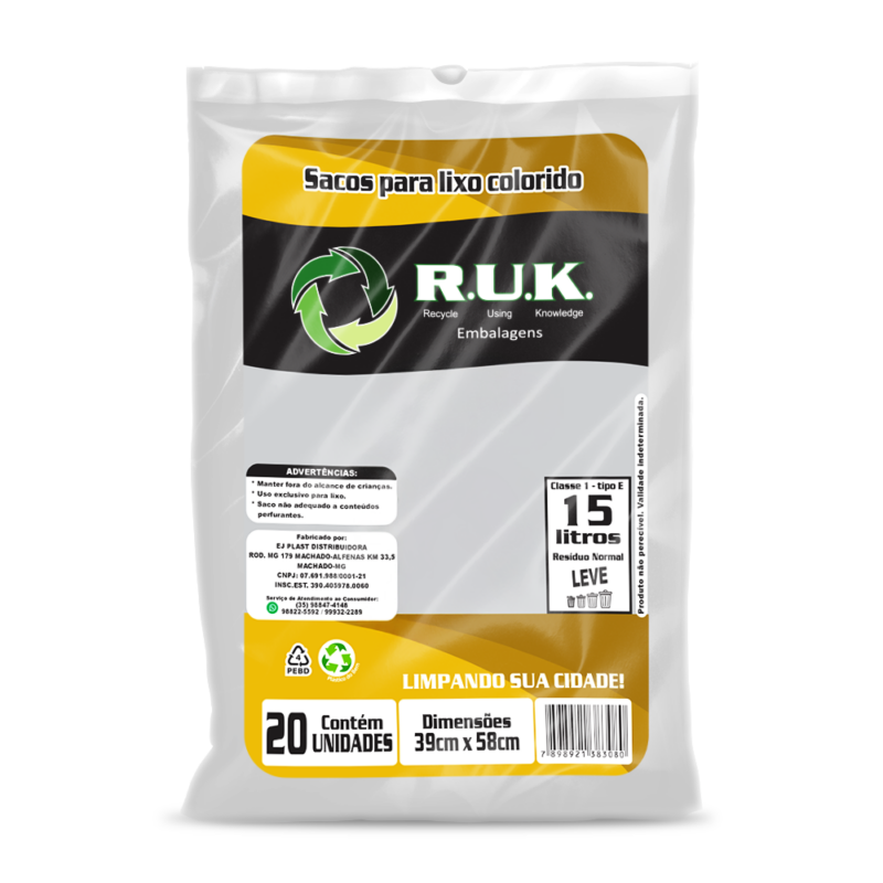 Saco de Lixo (Branco) - 15L
