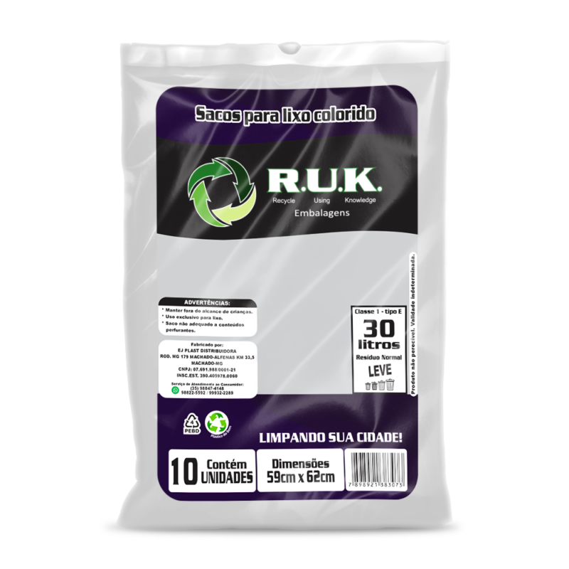 Saco de Lixo (Branco) - 30L